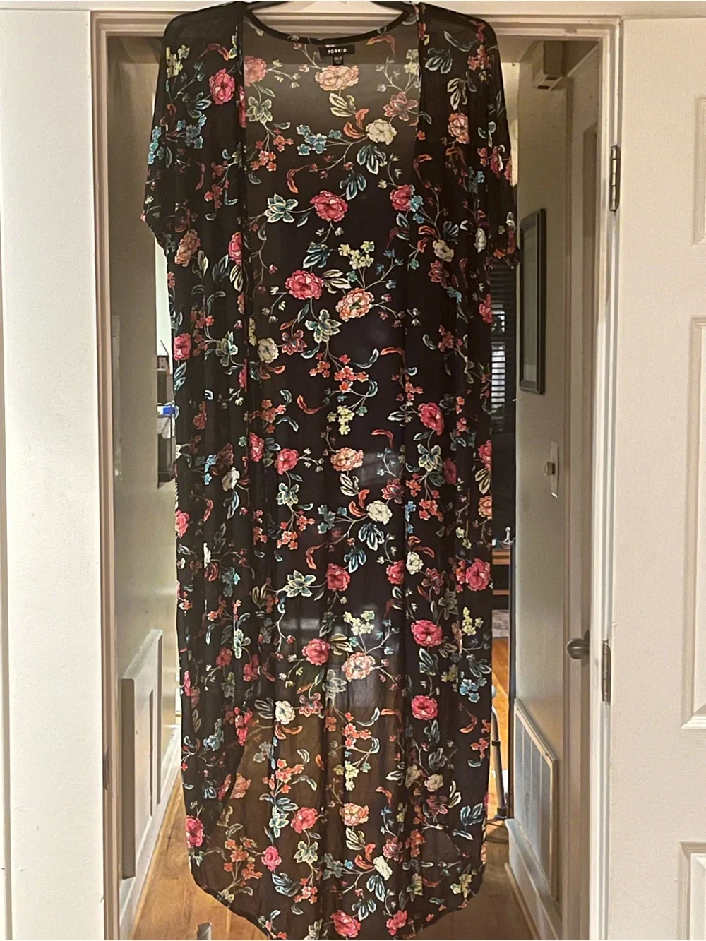 Torrid Floral Print Chiffon Maxi Kimono / Duster